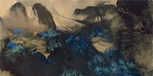 张大千  瑞士雪山 镜心 设色绢本 173×344cm  1899-1983作 成交价1.6445亿元